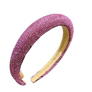 NWOT Pink Rhinestone Headband Padded Crystal Glam Statement Hairband